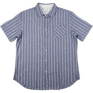 Paperdenim&cloth Shirt Mens XL Blue 100% Cotton Button-Up Short Sleeve NEW